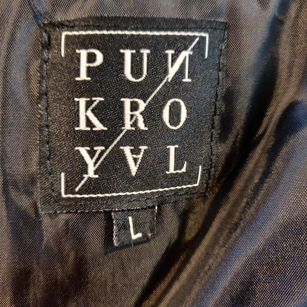 Punk Royal Mens Black White Marbled Tie Dye Snaps Arm Patches Bomber Jacket L - Picture 9 of 11